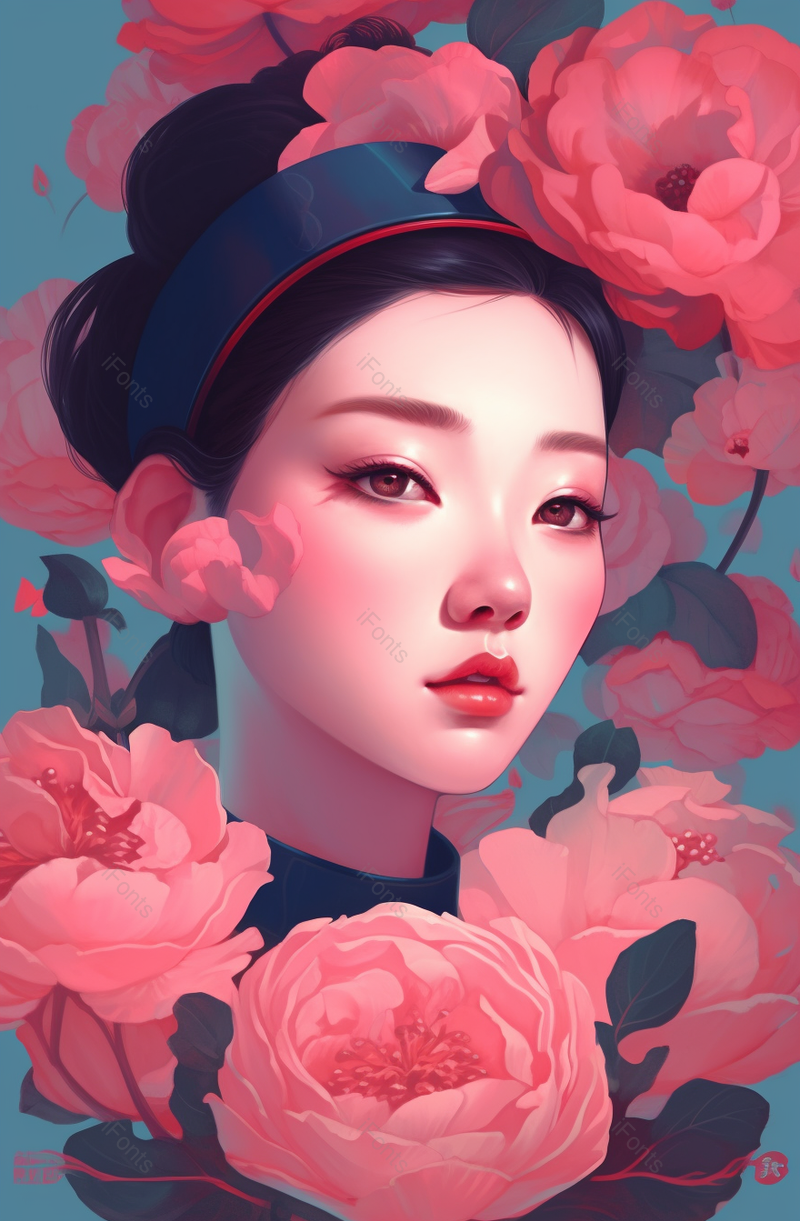 唯美玫瑰花霸气女孩花背景,插画/手绘图,插画/手绘图库,插画/手绘图下载,插画/手绘